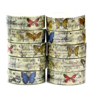 Butterfly Washi Tape - 10M - Aesthetic Scrapbooking - Vintage Look - Journalling Supplies - Decorative Tape - Bullet Journalling Tape