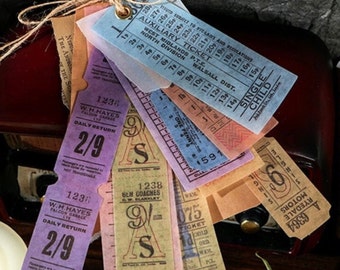 40 Retro Ticket Stickers - Scrapbook Supplies - Washi Stickers - Junk Journal Supplies - Craft Stickers - Collage Art Supplies - Card Making