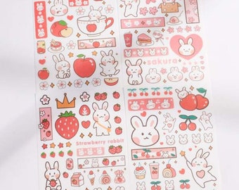 Kawaii Rabbit Stickers 4 Sheets Bunny Stickers Scrapbook Supplies Journal  Supplies Cartoon Washi Stickers Aesthetic Stickers -  Hong Kong
