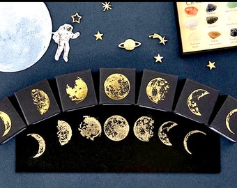 Mond stempel - Luna Phase Stempel - Handwerk stempel - Vintage Stempel - Scrapbooking Stempel - Kreatives Journalling - Ästhetischer Holzstempel