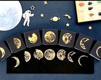Moon Stamp - Luna Phase Stamp - Craft Stamp - Vintage Stamp - Scrapbooking Stamp - Creative Journalling - Aesthetic Wooden Stamp