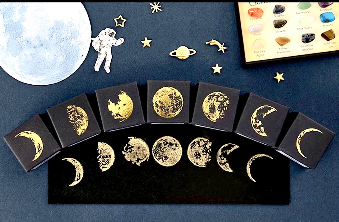 Moon Stamp Set Celestial Stamps Craft Supplies Scrapbook Stamps