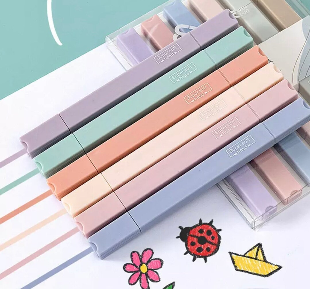 Erasable Pastel Highlighters Pens, 6 Pieces Cute High Lighters Pens, Aesthetic Back To The School Supplies, Double Tip Assorted Color Highlighter For Diary, Journals, Bibles, Notebooks, Planner Notes