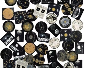 45 Celestial Stickers - Creative journaling Supplies - Moon Phase Stickers - Decorative Stickers - Zodiac Sticker Set - Planner Decoration