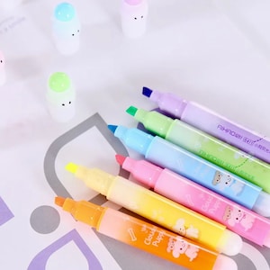 Conjunto de resaltadores Kawaii - Útiles escolares - Papelería para niños - Suministros para hacer tarjetas - Suministros de oficina - Suministros de planificación - Papelería