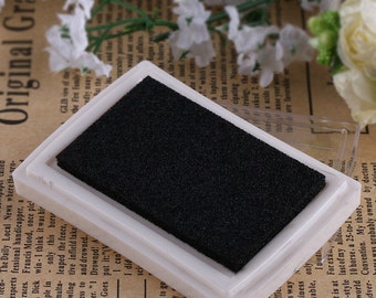 Almofada de tinta preta - Almofada de tinta multiuso - Almofada de tinta para artesanato - Materiais para scrapbooking - Almofada de tinta para madeira - Almofada de tinta para tecido - Almofada de tinta para papel - Almofada para carimbo de dedo