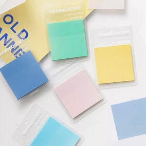 Transparent Sticky Notes - Studying Supplies - Waterproof Memo Pad - Teacher Supplies - School Supplies - Pastel Note Pad - Desk Supplies