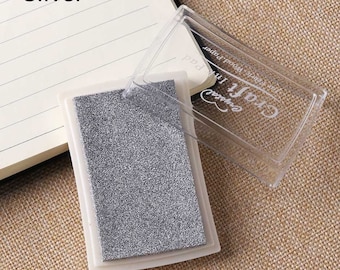 Metalic Silver Ink Pad - Scrapbook Supplies - Craft Ink - Collage Art Ink Pad - Craft Supplies - Stamp Ink Pad - Bujo Supplies - Stationery