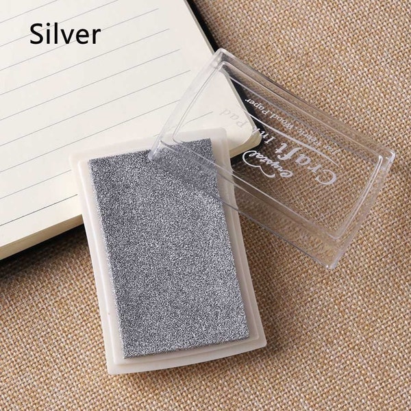 Metalic Silver Ink Pad - Scrapbook Supplies - Craft Ink - Collage Art Ink Pad - Craft Supplies - Stamp Ink Pad - Bujo Supplies - Stationery