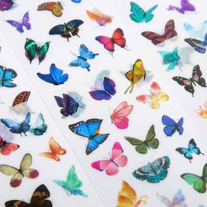 6 Sheets of Watercolour Butterfly Stickers - Washi Stickers - Journal Stickers - Scrapbook Stickers - Craft Supplies - Aesthetic Stickers