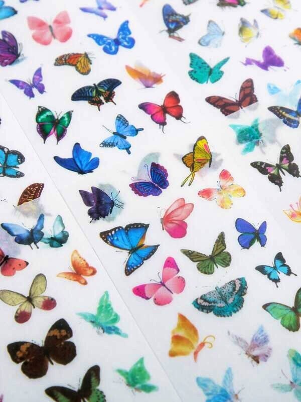 6 Sheets of Watercolour Butterfly Stickers - Washi Stickers - Journal Stickers - Scrapbook Stickers - Craft Supplies - Aesthetic Stickers