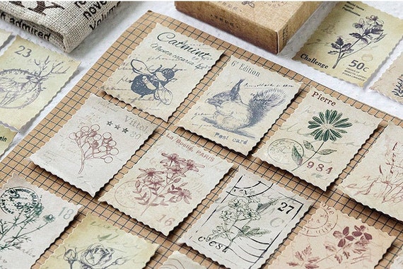 Forest Stamp Stickers Journal Supplies Craft Stickers Planner Supplies  Scrapbooking Animal Stickers Scrapbook Ephemera 