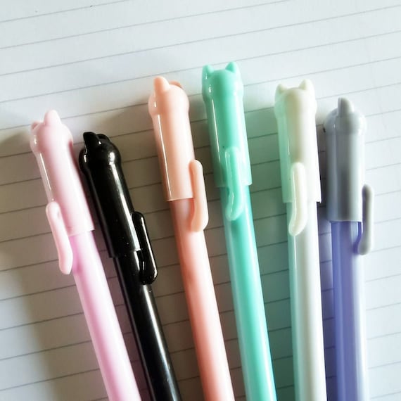 Wagging Cat Gel Pens 6 Pc Set Cute Cat Pens Funny Cat Pens 