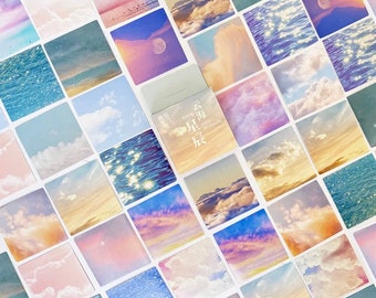 Set di adesivi estetici - Adesivi per scenari - Forniture per riviste - Adesivi per scenari - Adesivi per cieli - Adesivi per nuvole - Forniture per album di ritagli