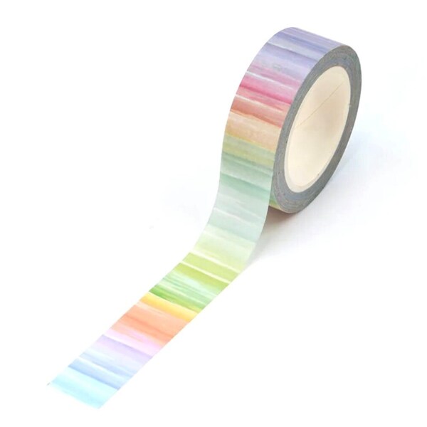 Aquarell Washi Tape - 15mm x 10M - Scrapbook Zubehör - Bastelband - Regenbogen Washi Tape - Dekoratives Klebeband