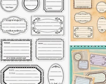 Juego de sellos para diario - Sellos para etiquetas - Materiales para diario - Sellos para álbumes de recortes - Sellos para marcos - Materiales BUJO - Sellos para tarjetas