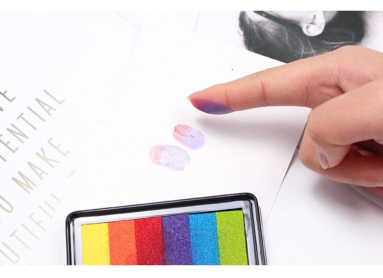 Rainbow Ink Pad - 6 Colour Ink Pad - TWO COLOUR CHOICE - Stamp Ink Pad ...