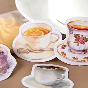 English Afternoon Tea Stickers - Scrapbook Supplies -  46 Sweet Treat Stickers - Craft Supplies - Card Making Supplies - Junk Journalling