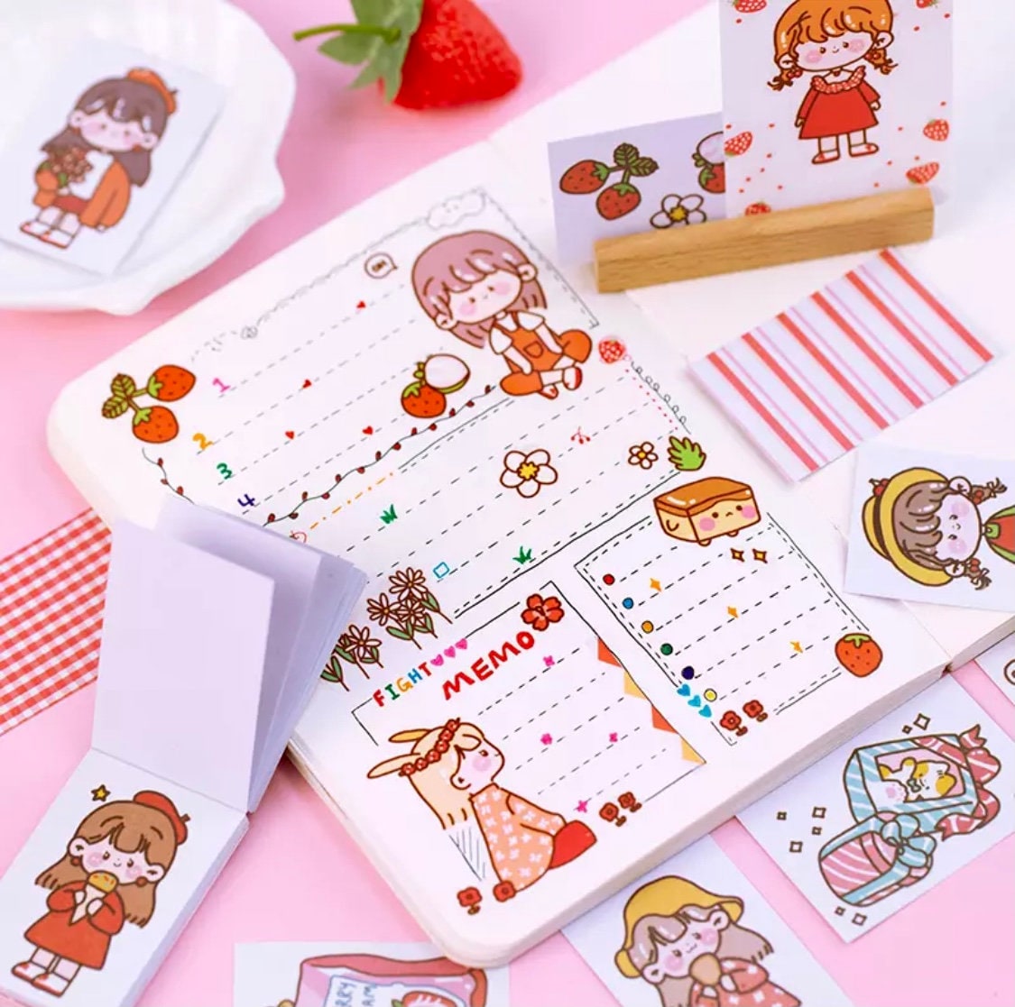 Cartoon Sticker Book Kawaii Stickers Scrapbook Supplies Etsy UK