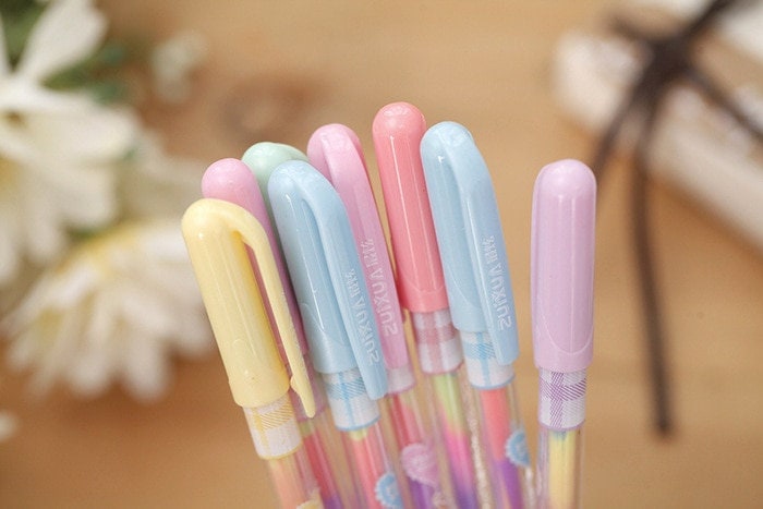 biwonui RNAB0BCK69XS9 xiannv 6 pcs rainbow pens kawaii color gel pens  multicolor pen stationery set for girls boys kids gifts,(0.8 mm)