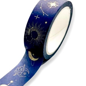 Celestial Washi Tape - BUJO - Journal Supplies - Decorative Tape - Craft Supplies - Scrapbook Tape - Aesthetic Masking Tape - Art Crafting