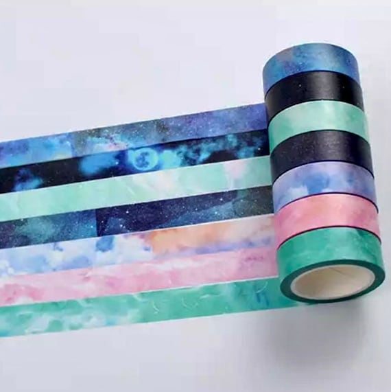Washi Tape - Teal & Gold Washi Tape - Scrapbook Supplies - Teal Craft Tape  - Journal Supplies - Aesthetic Decorative Tape - Bujo Supplies