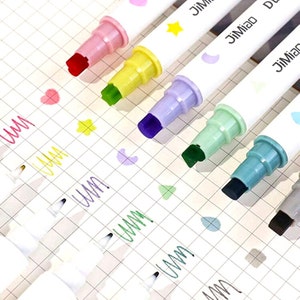 Canetas coloridas com carimbo de ponta dupla - Suprimentos para Bullet Journal - Suprimentos para estudantes - Presentes de papelaria - Canetas com carimbo - Suprimentos para professores - Colagem