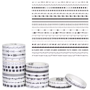 Washi Tape Set - Bullet Journal Supplies - Craft Tape - Black & White Masking Tape - Scrapbooking - Teacher Planner Supplies - Kids Crafts