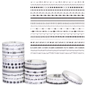 Washi-tape set - benodigdheden voor bulletjournal - knutseltape - zwart-wit afplaktape - scrapbooking - benodigdheden leraar planner - Kids Crafts