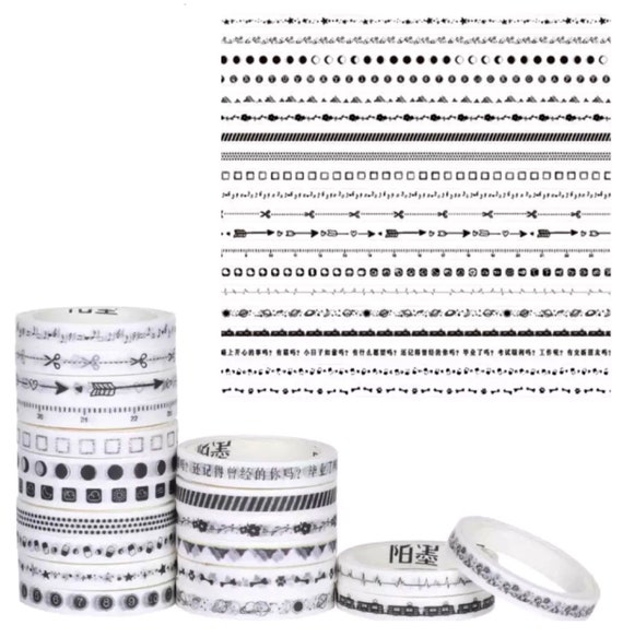 Black & White Medallion Pattern Washi, Planner Tapes