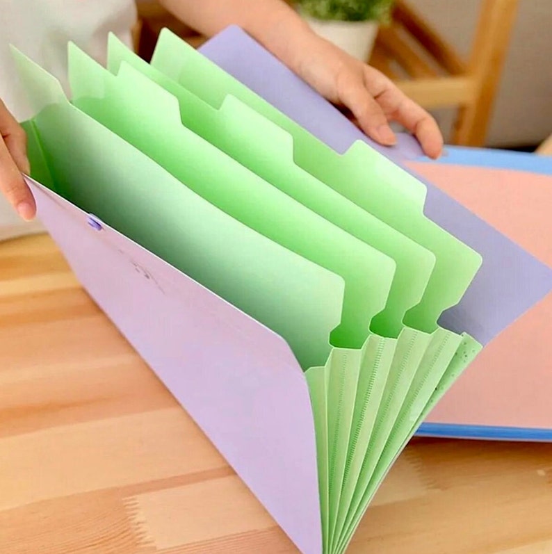 Paper Organiser A4 Expanding Folder School Supplies Filing Folder Office Supplies Paper Storage Collage Supplies Pocket Folder image 3