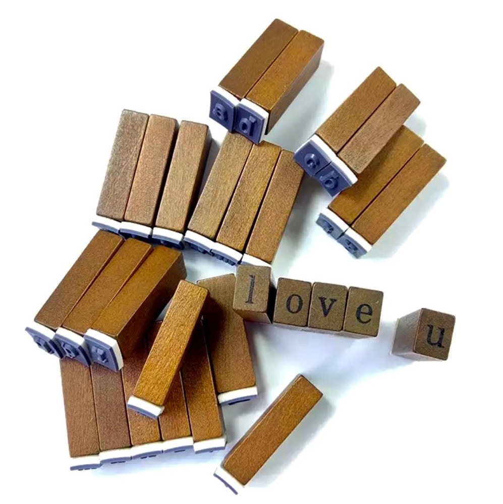 PATIKIL Letter Stamps Wood Rubber Stamp, Character B Vintage Alphabet  Stamps Set Wooden Stamp Stamper for Card Making DIY Crafting Scrapbooking,  Brown