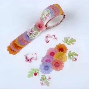 200 Blütenblätter Aufkleber - Zubehör zur Kartenherstellung - Scrapbooking - Blumen Aufkleber Rolle - Junk-Journal Aufkleber - Bastelbedarf - Dekorativer Aufkleber