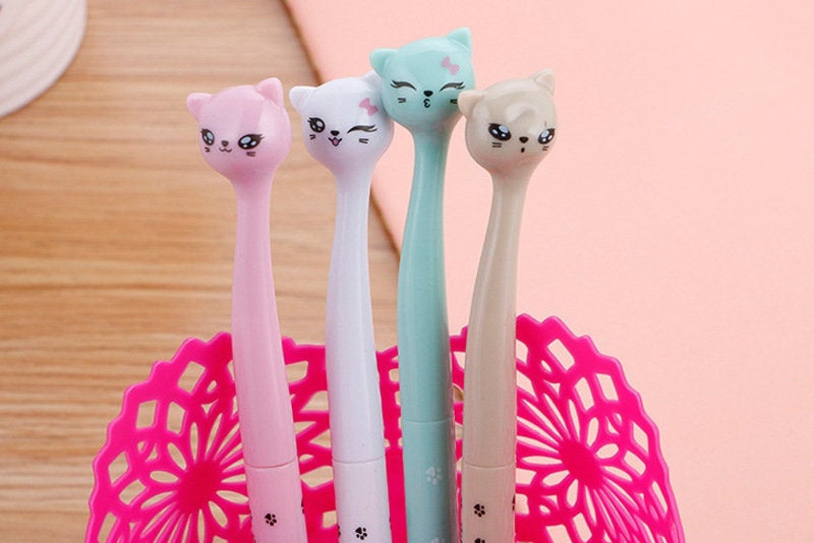 Cat Pen Kawaii Stationery Cartoon Cat Pen Writing Pen Etsy