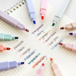 Pastel Highlighter Pens - Bullet Journal Pen Set - Kawaii Stationery - Planner Highlighters - Office Supplies - School Supplies