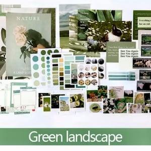 Scrapbook Bundle FOUR COLOUR THEMES Aesthetic Journal Starter Kit Wall Collage Pack Therapeutic Journal Ephemera Junk Journalling Green Landscape