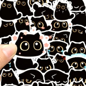 40 pegatinas de gatos - Pegatinas impermeables - Pegatinas decorativas - Decoración de dormitorio - Materiales para manualidades - Pegatinas kawaii - Materiales para scrapbooking
