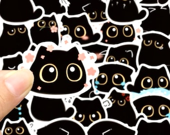 40 Cat Stickers - Waterproof Stickers - Decorative Stickers - Bedroom Decor - Craft Supplies - Kawaii Stickers - Scrapbook Supplies