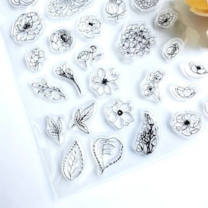 Mini Flower & Leaf Stamps Card Making Supplies Silicone Stamps Scrapbook Supplies Craft Stamps Journalling Supplies BUJO Stamps image 2