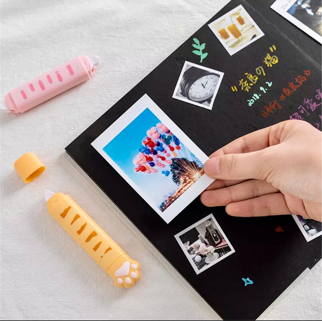Bolígrafo De Cinta Adhesiva Doble Cara Con Diseño De Pata De Gato, 2 En 1: Corrector Y Dispensador De Pegamento | Multiusos Para Manualidades, Regalos, Scrapbooking, Fácil De Llevar Y Sin Olor
