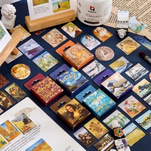Famous Painting Stickers - Scrapbook Stickers - Creative Journaling - Art Stickers - Vintage Scrapbooking - Monet - Da Vinci - Van Gogh
