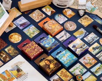 Famous Painting Stickers - Scrapbook Stickers - Creative Journaling - Art Stickers - Vintage Scrapbooking - Monet - Da Vinci - Van Gogh