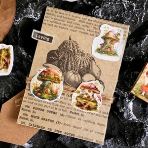 46 Stickers champignons maison - Stickers contes de fées - Fournitures pour scrapbooking - Stickers champignon vénéneux - Stickers champignons - Fournitures pour journaux