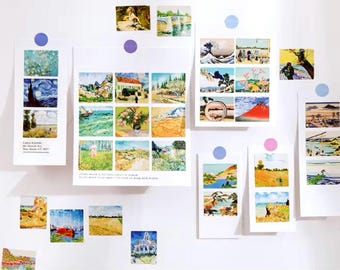 46 Famous Painting Stickers - 6 Artists Choice - Card Making Stickers - Scrapbook Supplies - Craft Stickers - Art Stickers - Collage Sticker
