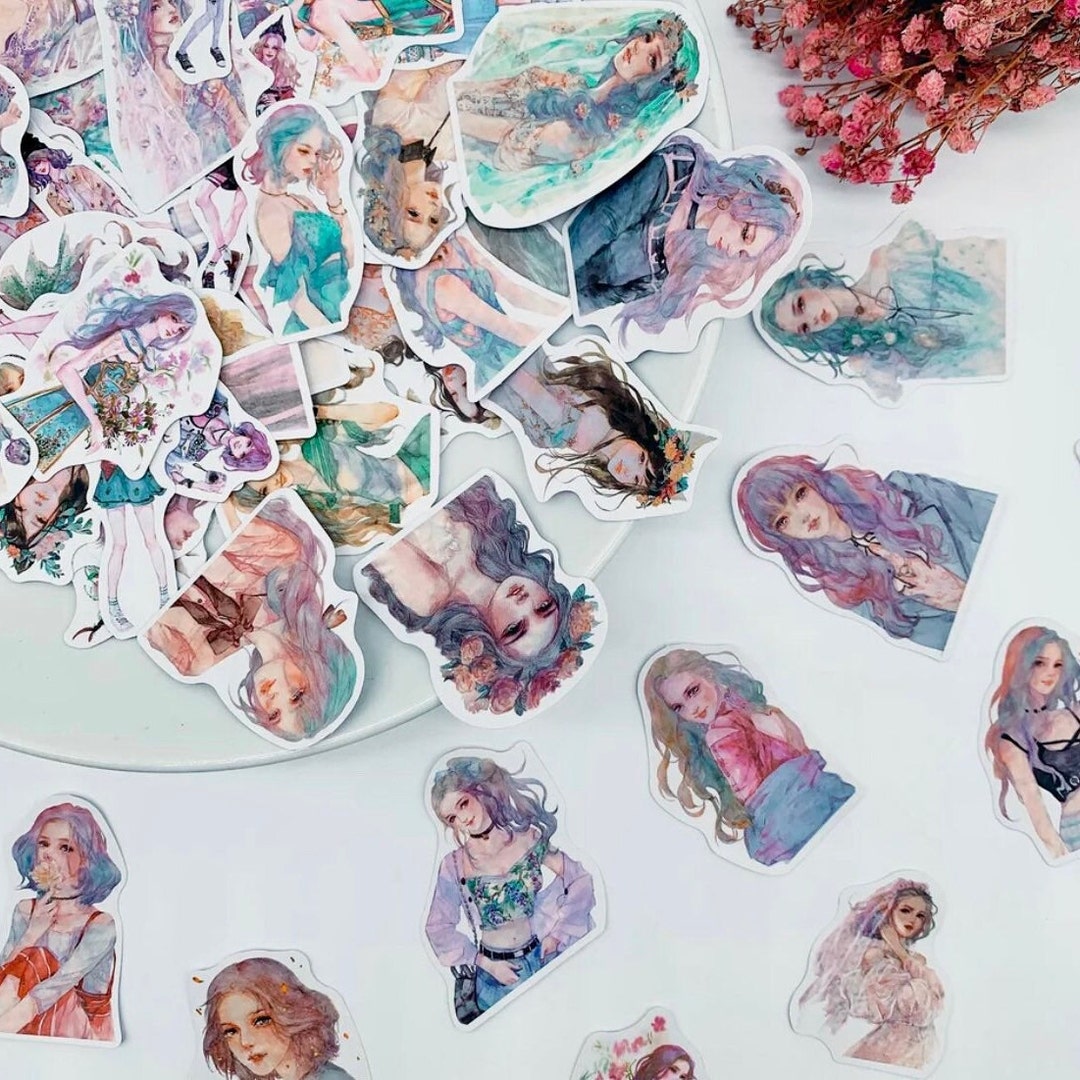 50 Female Stickers - Journal Supplies - Aesthetic Stickers - Scrapbook ...