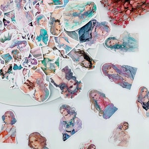 50 stickers pour femmes - Accessoires pour journaux - Stickers esthétiques - Accessoires pour scrapbooking - Décoration pour ordinateur portable - Fournitures créatives - Stickers bohèmes - Artisanat