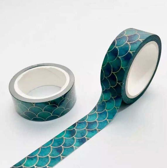 Washi Tape Teal & Gold Washi Tape Scrapbook Supplies Teal Craft