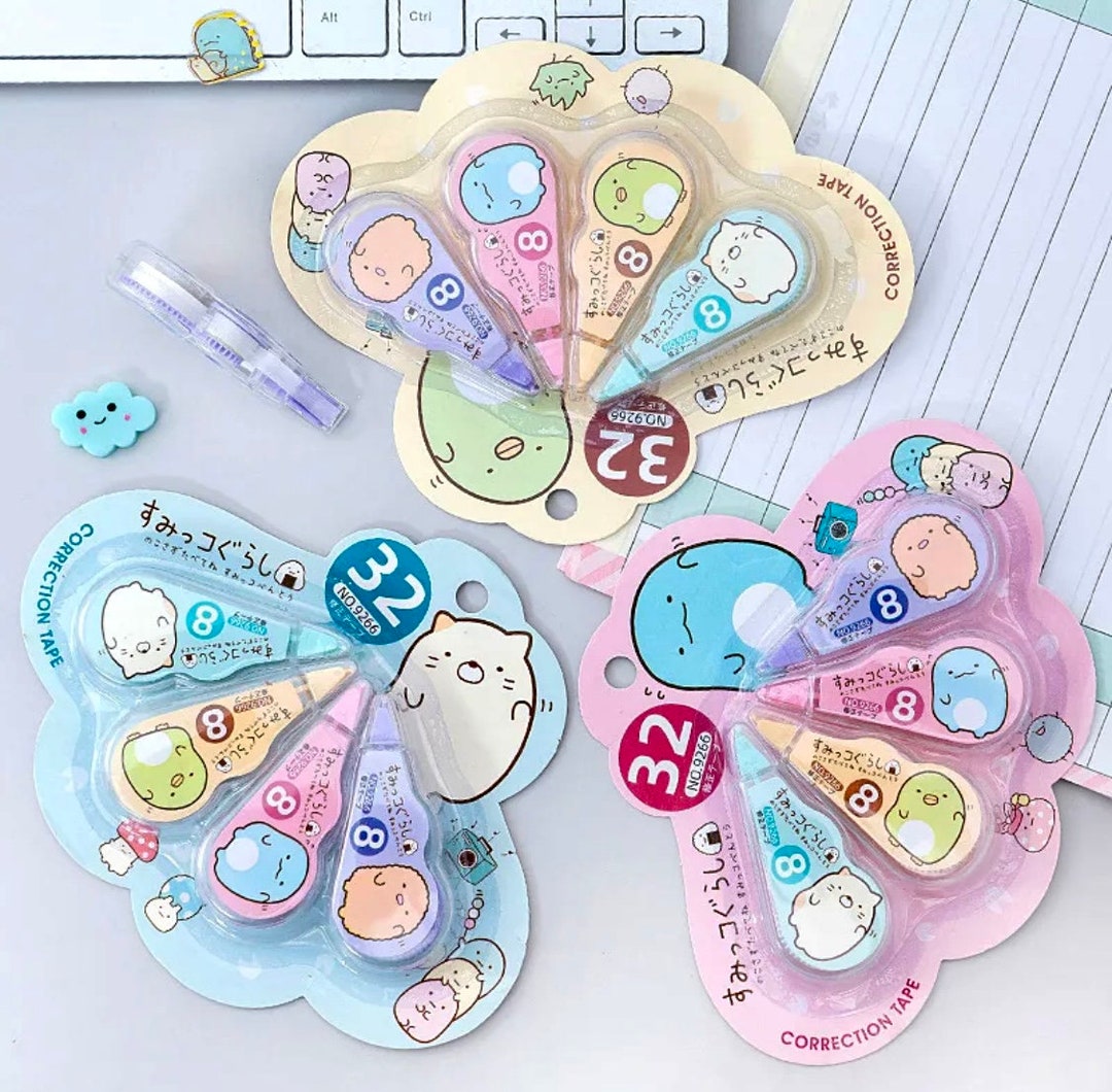  Kawaii Press type Colorful lace Correction Tape Korean  Stationery (2 pcs/set) : Office Products