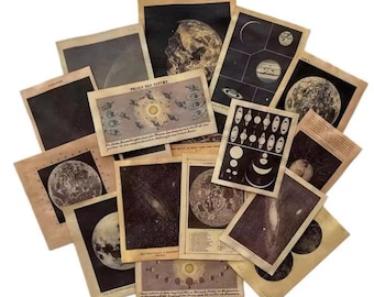 Celestial Themed Paper - Scrapbooking Paper - Journal Supplies - Decorative Paper Vintage Look Paper - Moon/Universe Paper - Craft Paper