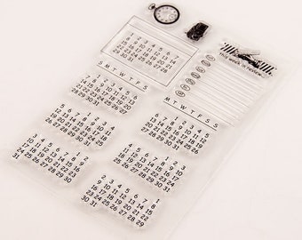 Calendar Stamp Set Monthly Stamps Planner Stamps Craft Stamps Fuctional  Journal Stamps Scrapbooking Supplies Silicone Stamps 